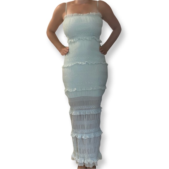 Dresses & Skirts - Ruffle Light Blue Shimmer Dress